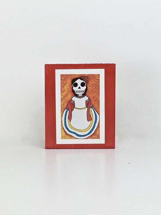 Mexican folklorico danzante dia de Muertos inspired handcrafted pop art frame by Ninoska Arte