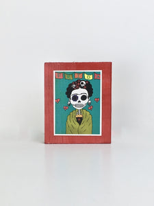 Lovely Frida  Dia de Muertos inspired handcrafted pop art frame by Ninoska Arte