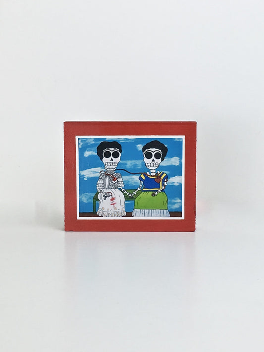 Las dos fridas inspired Dia de Muertos handcrafted pop art frame by Ninoska Arte