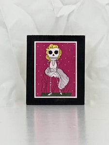 Marilyn Monroe inspired Dia de Muertos handcrafted pop art frame by Ninoska Arte
