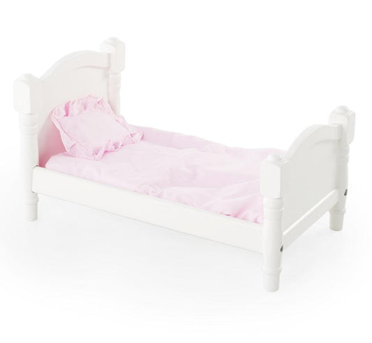 Guidecraft Wooden Doll Bed, White, for Dolls up to 21"