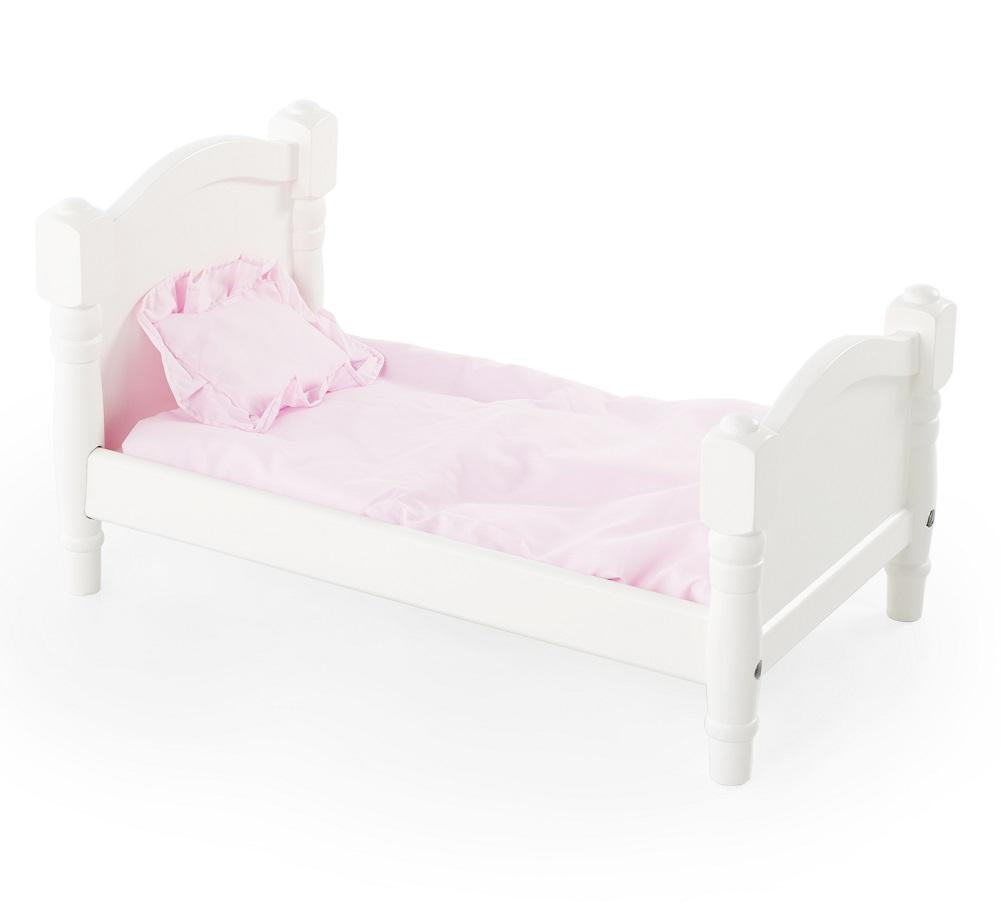 Guidecraft Wooden Doll Bed, White, for Dolls up to 21