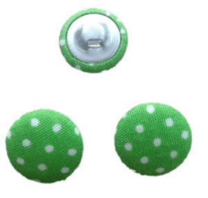Green Polka Dot Fabric Craft Buttons - Pack of 3