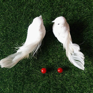Holiday Decorative Doves Artificial Crafted Birds