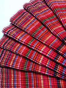Hmong Fabric Colorful Pleat Fabric Fabric by the yard Hill Tribe Fabric Craft Supplies Woven Textile Vintage Cotton Tribal Fabric 1/2 yard Orange HP2