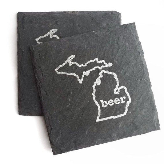 Michigan Craft Beer Tent State Slate Coaster