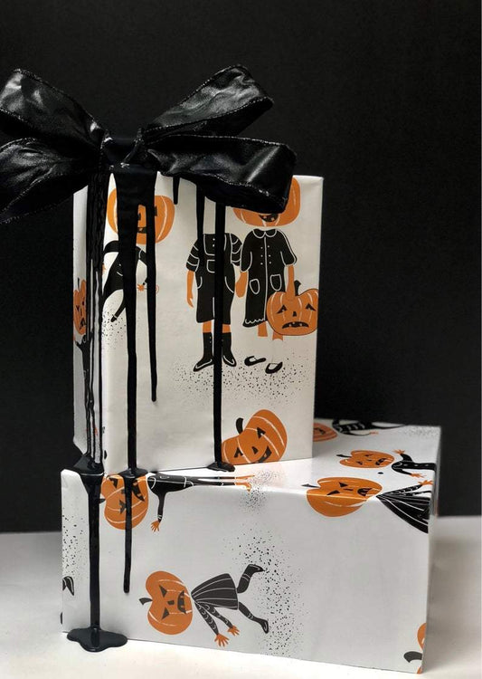 The Troublemakers Wrapping Paper, Halloween, pumpkins, vintage, decor, decoration, paper craft, gift wrap, skellypaperco, trick or treat,