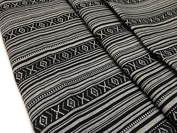 Thai Tribal Native Woven Fabric textile 1/2 yard Black White(FF1)