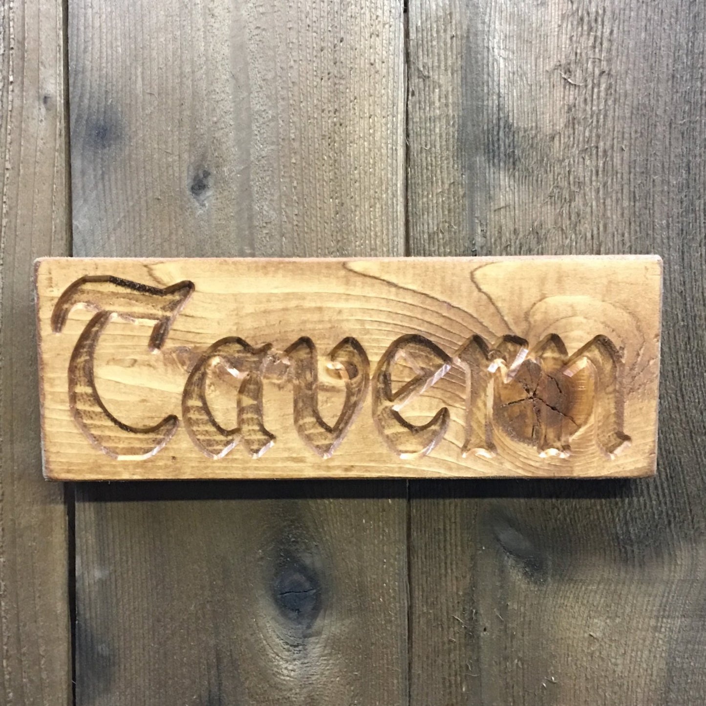 Small Tavern Sign Plaque -  Engraved Pine Wood