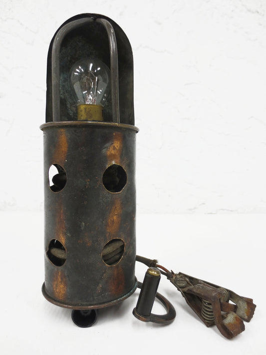 WWII Army Military British RAF Inspection Lamp Mark II for Airplanes Aircrafts Repair and Maintenance, Rolled Up Power Chord and Handle