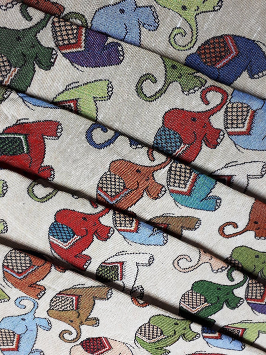 Woven Cotton Fabric Craft Supplies Woven Textile Elephant 1/2 yard (WFF222)