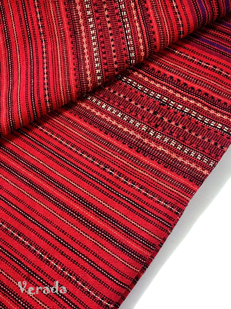 Thai Woven Cotton Tribal Fabric Textile 1/2 yard Red (WF2)