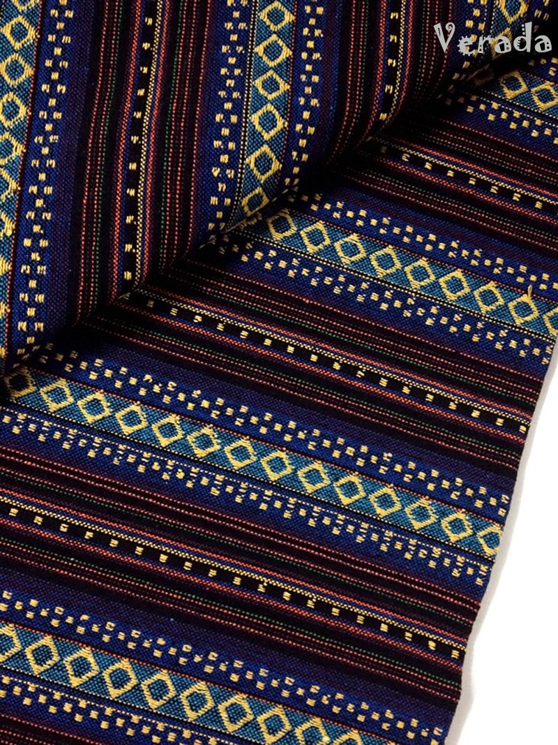 Thai Tribal Native Woven Fabric Textile 1/2 yard Dark Blue (WF17)