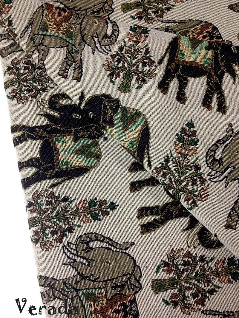 Thai Tribal Native Woven Fabric Cotton Textile Elephant 1/2 yard (WFF51)