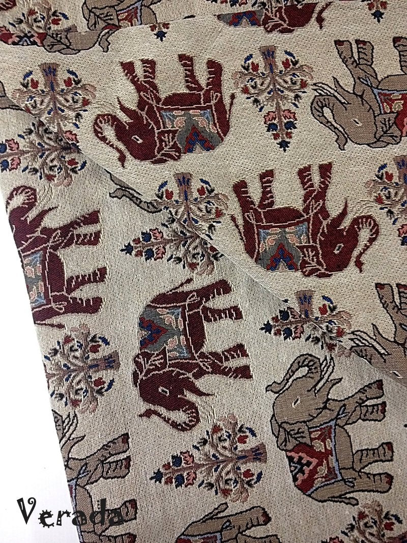 Thai Tribal Native Woven Fabric Cotton Textile Elephant 1/2 yard (WFF52)