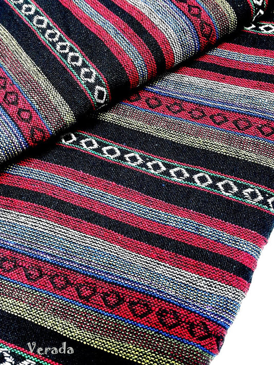 Thai Woven Cotton Tribal Fabric Textile 1/2 yard Red (WF63)