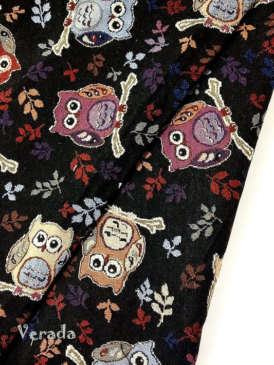 Thai Tribal Native Woven Fabric Cotton Textile Owl 1/2 yard (WFF61)