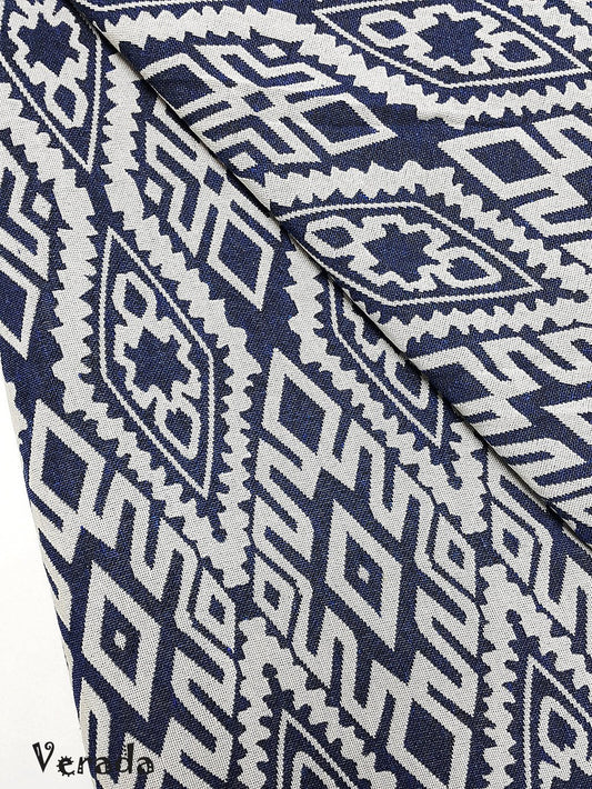 Thai Tribal Native Woven Fabric Textile 1/2 yard White Blue (WFF71)