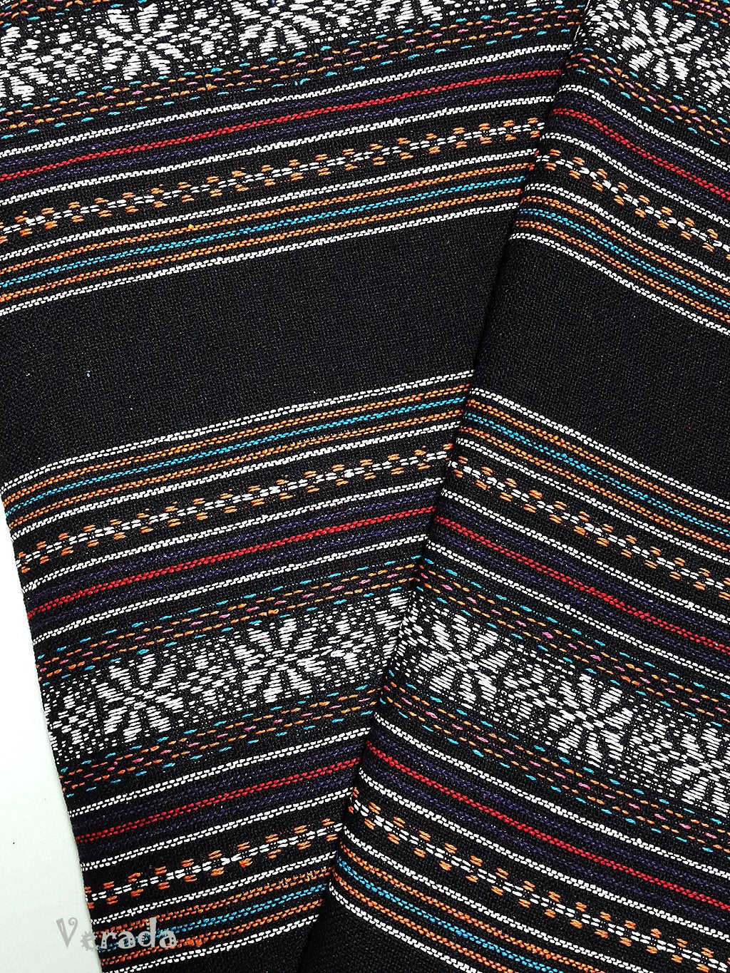 Thai Tribal Native Woven Fabric Cotton Textile 1/2 yard Black (WF101)