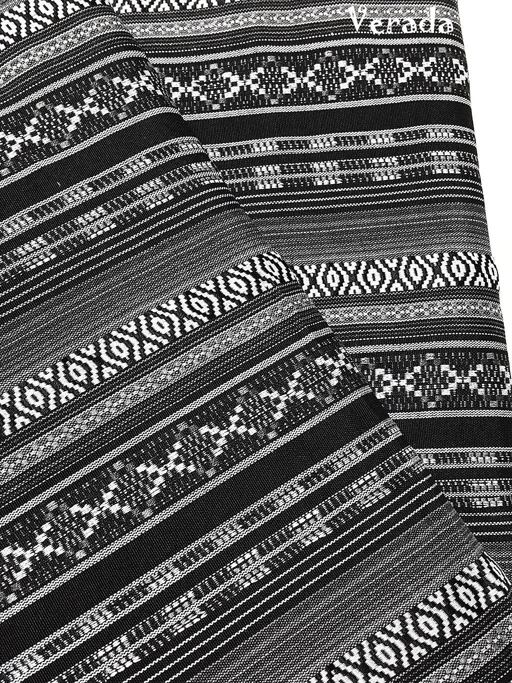 Thai Tribal Native Woven Fabric textile 1/2 yard Black White(FF11)