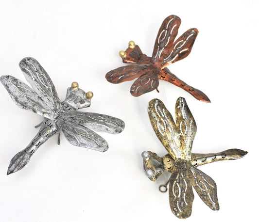 Metal Dragonfly Set of 3 handcrafted Garden Decor Wall Art Bali