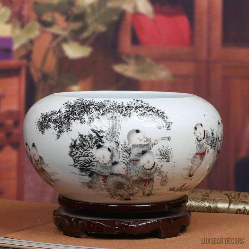 Jingdezhen Ceramics Fencai Shallow Pot
