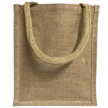 Load image into Gallery viewer, Jute Burlap Tote Bags Bulk - 11 Inch Reusable Eco Friendly Party Favors Bag with Laminated Interior and Full Gusset for Crafts, Decorations, Birthday Parties, Wedding and Events