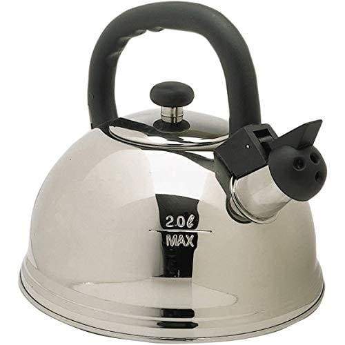 Kitchen Craft 2 Litre Whistling Kettle, Stainless Steel, Silver, 9 x 12 x 16 cm