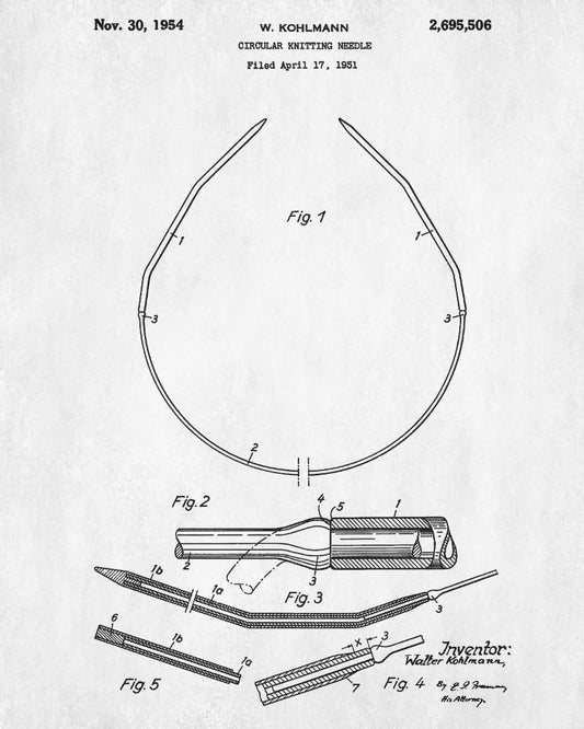 Knitting Needle Patent Print Craft Blueprint Sewing Room Poster