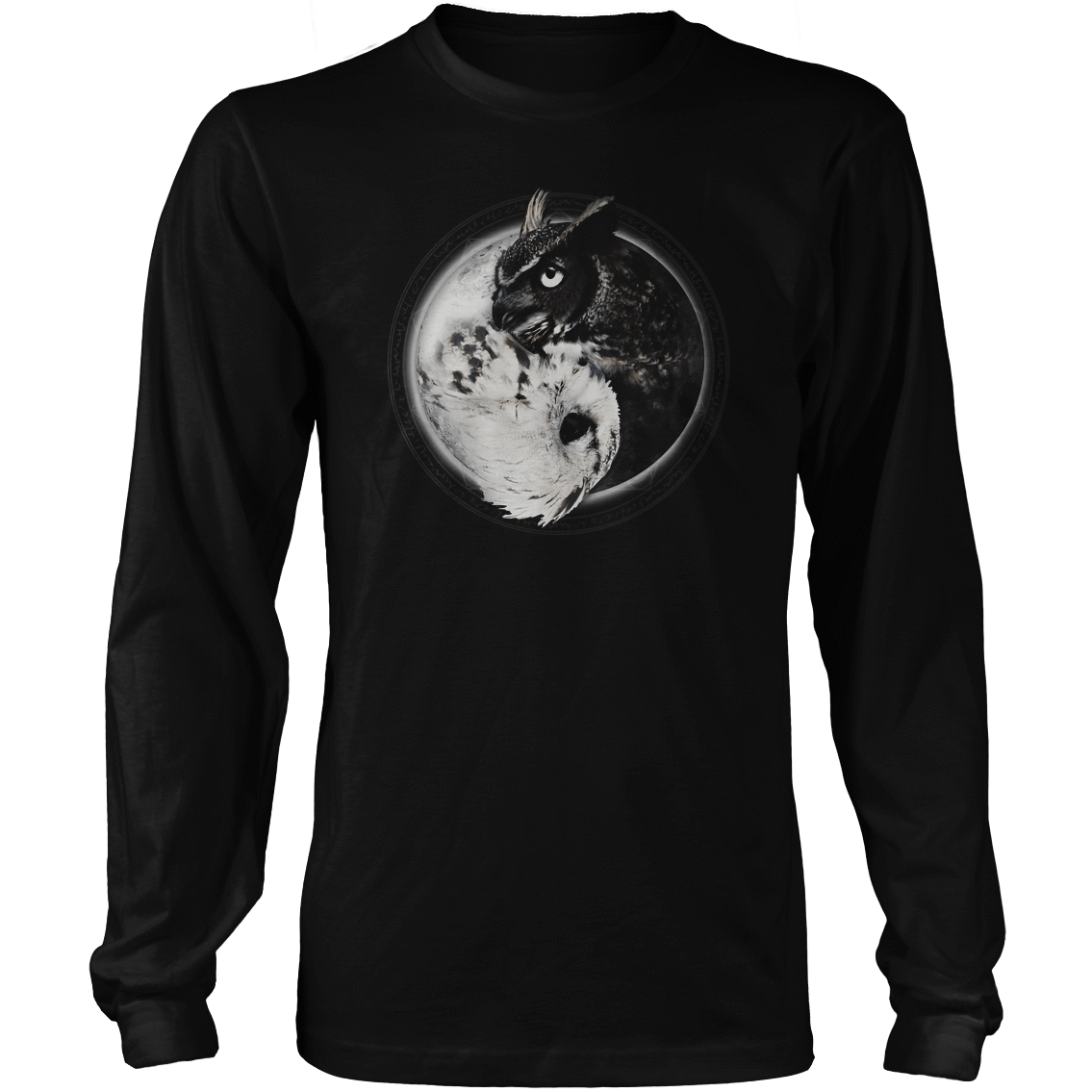 Yin Yang Owl Inspired by Witchcraft & Wicca - Mens - Long Sleeved Tshirt - Small to 5XL