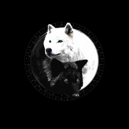 Yin Yang Wolf Inspired by Witchcraft & Wicca - Mens - Long Sleeved Tshirt - Small to 5XL