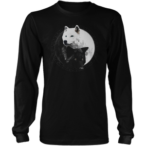 Yin Yang Wolf Inspired by Witchcraft & Wicca - Mens - Long Sleeved Tshirt - Small to 5XL