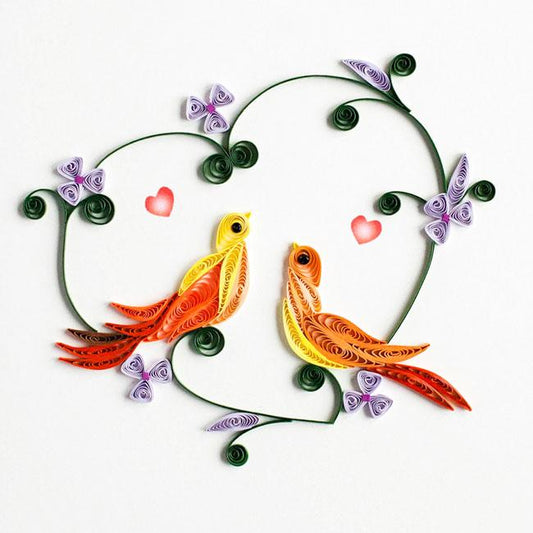 Quilling Card- Hand-Crafted Cards, Love Birds