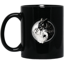 Load image into Gallery viewer, Yin Yang Owl Inspired by Witchcraft &amp; Wicca 11 oz. or 15 oz. Black Mug