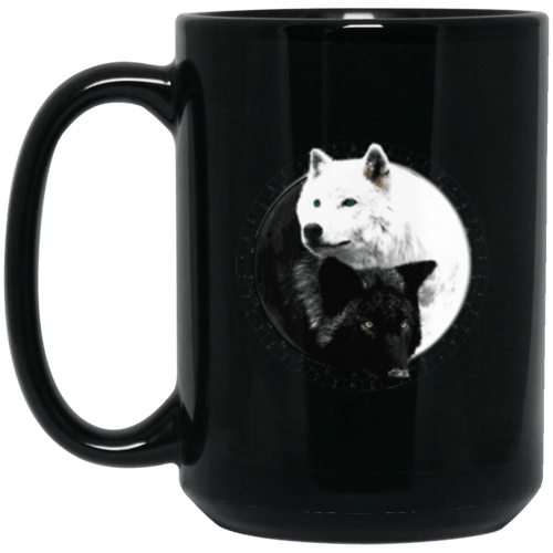 Yin Yang Wolf Inspired by Witchcraft & Wicca 11 oz. or 15 oz. Black Mug