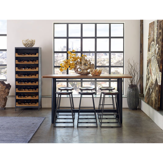 Moe's Craftsman Bar Table With Solid Acacia Wood And Steel Base, Natural