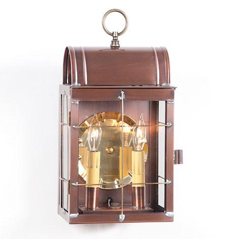 OUTDOOR COLONIAL SCONCE Lantern Handcrafted Antique Copper Dual Candle Wall Lamp