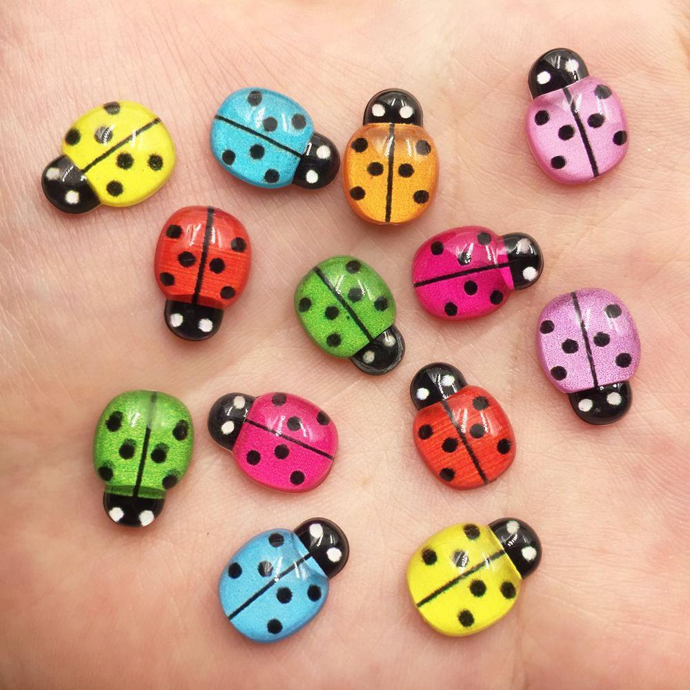 Resin Mix mini Cute Colorful beetle Flatback Cabochon Rhinestone DIY Scrapbook  Decor home  crystal figurines Craft