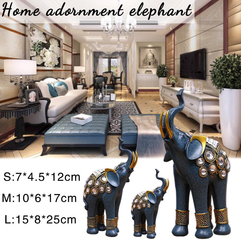 Resin Rhinestone Inlaid Three Elephants Crafts European Style Home Elephant Living Room Wine Cabinet Decoration Wedding Gifts