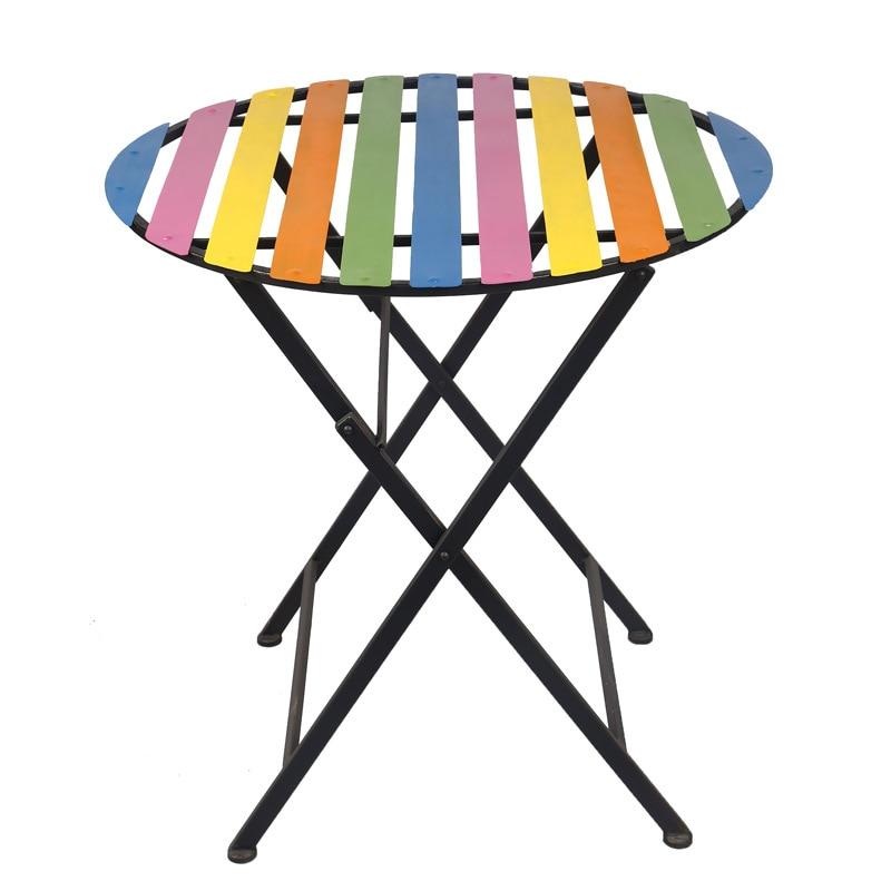 Simple Rainbow Garden Sets Striped Table Leisure Folding Outdoor Dining Table Crafts