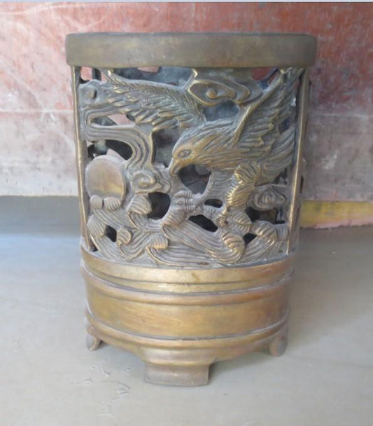 Metal Crafts Chinese bronze statue Openwork carving Eagle Home Decor Art Bronze Cup