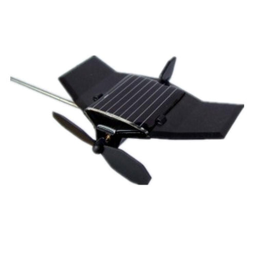 New Assembly Mini Solar Plane Aircraft Black Plastic Car Decoration Propeller Circle rotation Scientific Educational Toys Gift