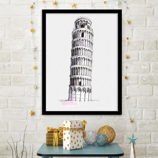 Modern Tower of Pisa Spray Oil Paintings Wall Poster Pictures Painting on Canvas for Home Decor Frameless Art Craft