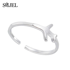 SMJEL Punk Airplane Aircraft Plane Charm Ring Simple Design Best Friend Ring Spinner Accessories Band Jewelry Bijoux Femme Gift