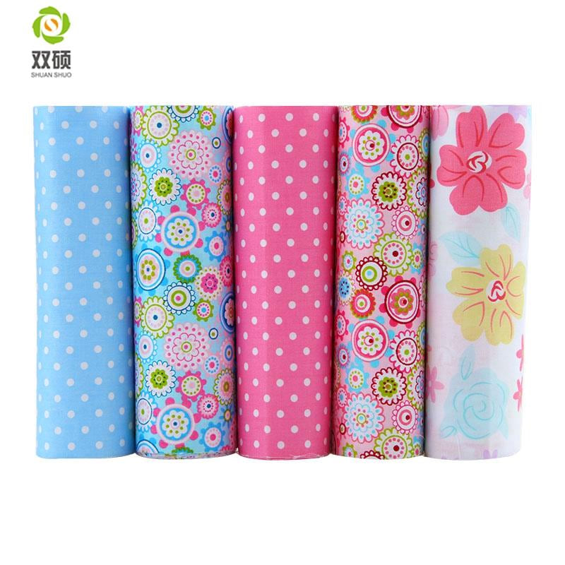Shuanshuo Brand Cotton Telas Fabric Colorful Fat Quarter Bundles Fabric For PatchworK Sewing DIY Crafts 40*50cm 5pcs/lot