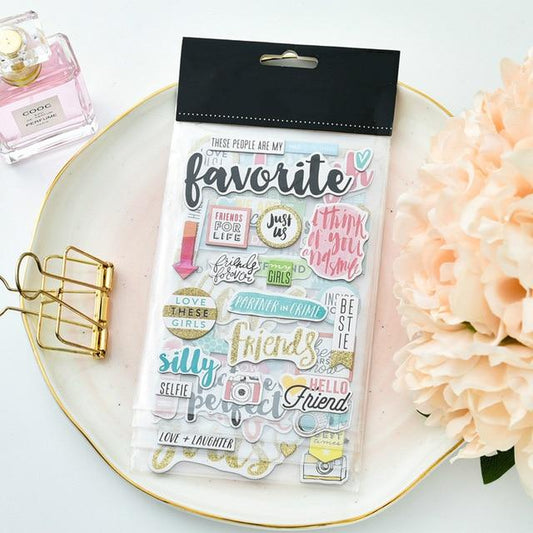 KSCRAFT My Friends 3D Die Cut Self-adhesive Stickers for Scrapbooking Happy Planner/Card Making/Journaling Project