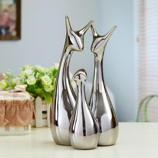 Modern minimalist living room decor Home Furnishing gold silver ceramic handicraft decoration