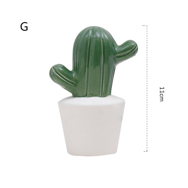 Nordic Creative Simulation Ceramic Cactus Decoration Living Room Cabinet Crafts Emulation Cactus Personalized Desktop Decor Prop