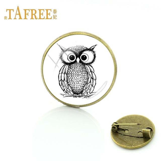 TAFREE lovely Owl and Black Cat  Best Friend souvenir Handmade Craft  Brooch friend unique gift pin Jewelry FQ161