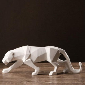 Leopard Resin Model Crafts Ornaments Office Bar Black Panther Sculpture Geometric Statue Animal Origami Abstract Decoration Gift